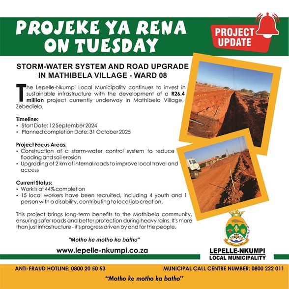 STORMWATER SYSTEM AND ROAD UPGRADE IN MATHIBELA VILLAGE - WARD 08